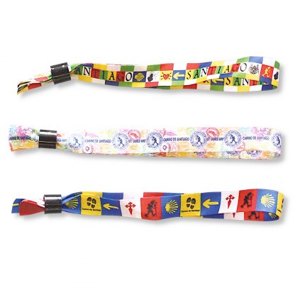 Stoffarmband mit Motiven vom Jakobsweg